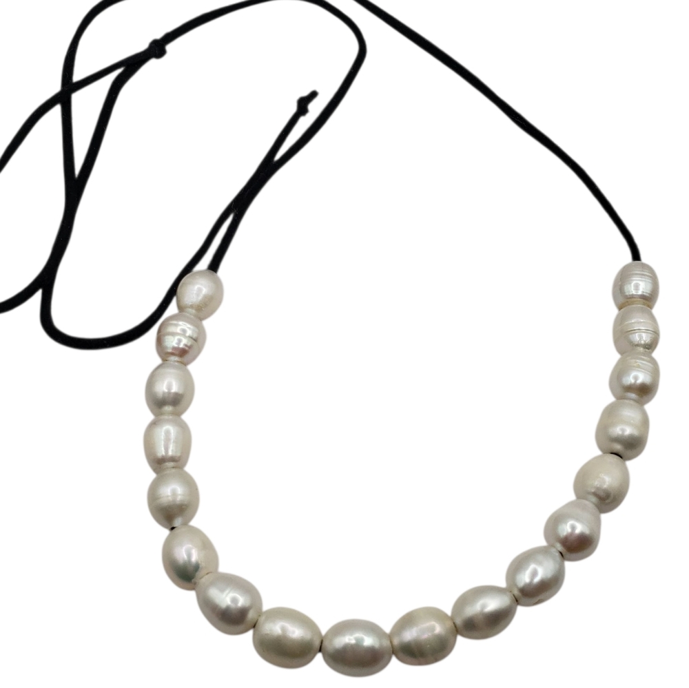 Freshwater Pearls on String Cord  Necklace